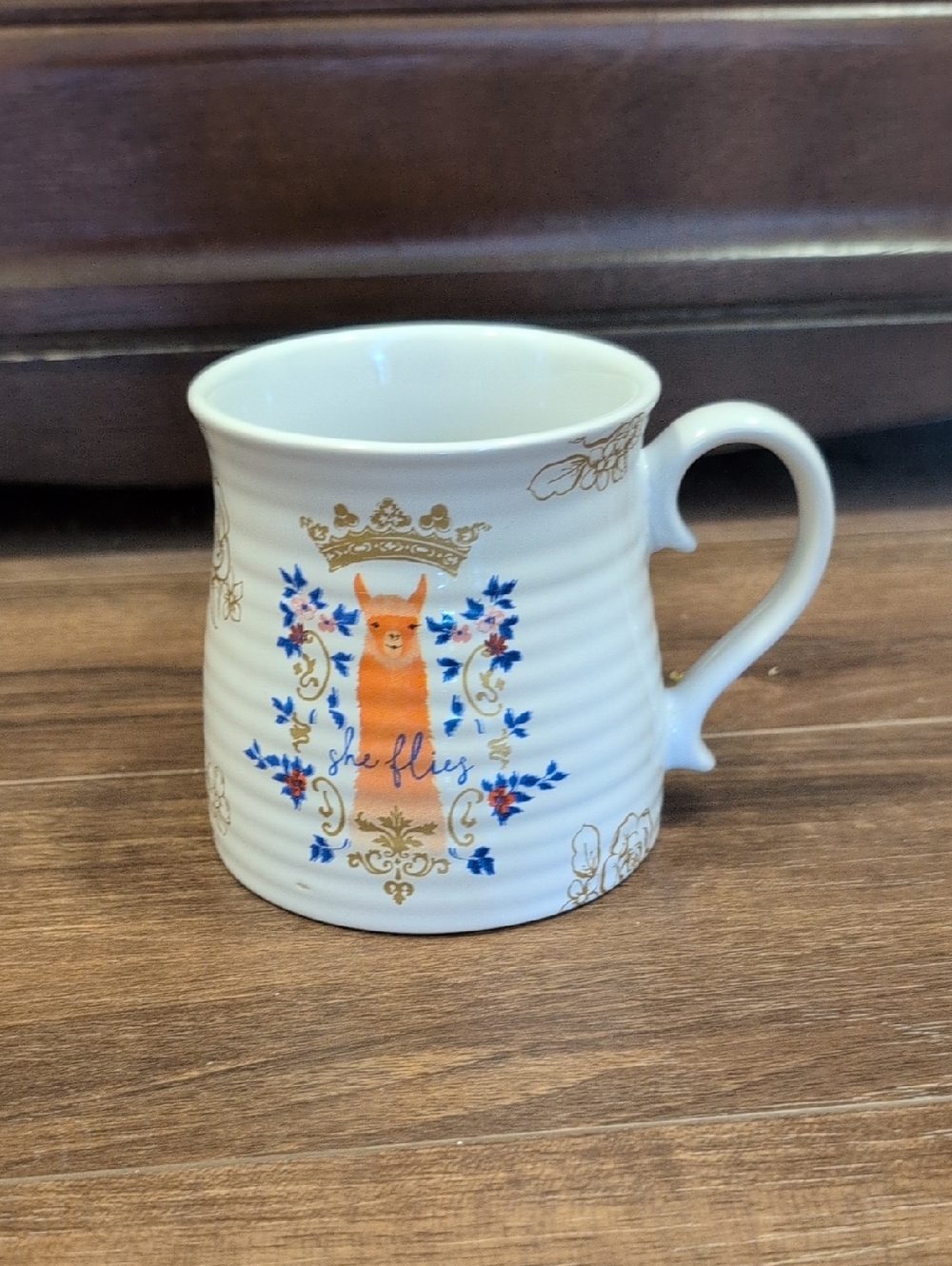 White Ceramic Llama Accent Mug - She Flies